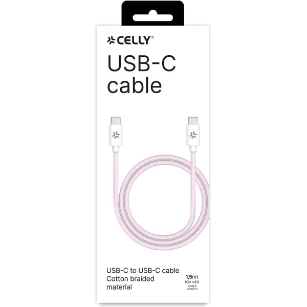 USB-C - USB-C-kaapeli 60 W 1,5 m Pinkki