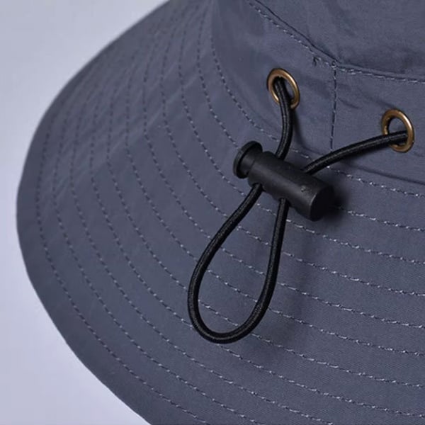 Bred Brättad Bucket Hat / Solhatt Grey