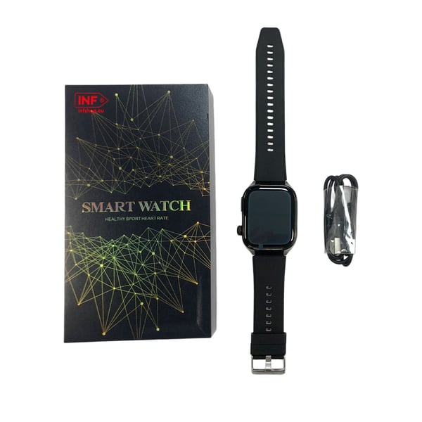 Smartklokke med EKG, puls, blodtrykk, søvn, skritteller Black
