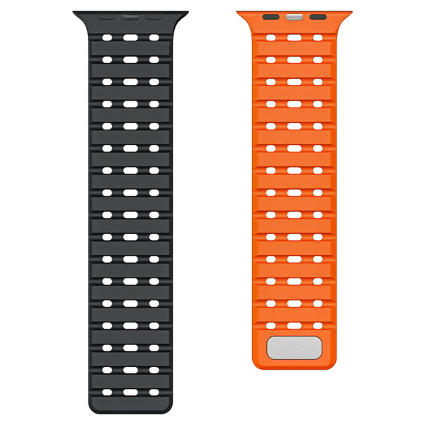 Klokkerem til Apple Watch-serien 1–9, 42/44/45 mm Black+Orange