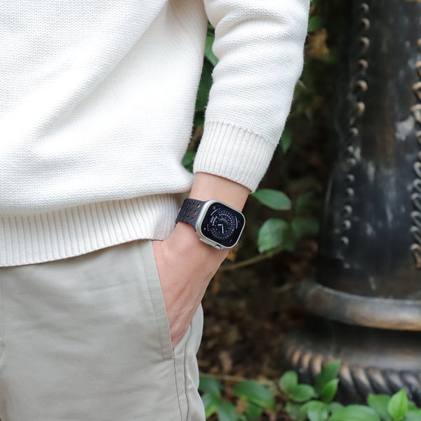 Klokkerem til Apple Watch-serien 1–9, 42/44/45 mm Black+Orange