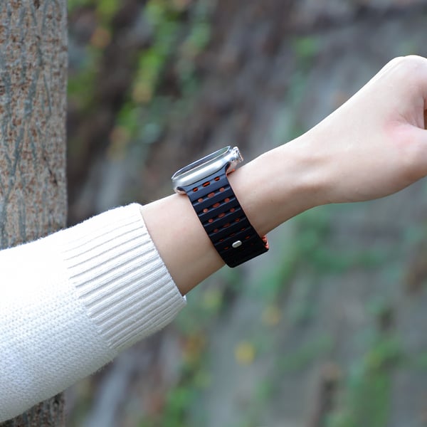 Klokkerem til Apple Watch-serien 1–9, 42/44/45 mm Black+Orange