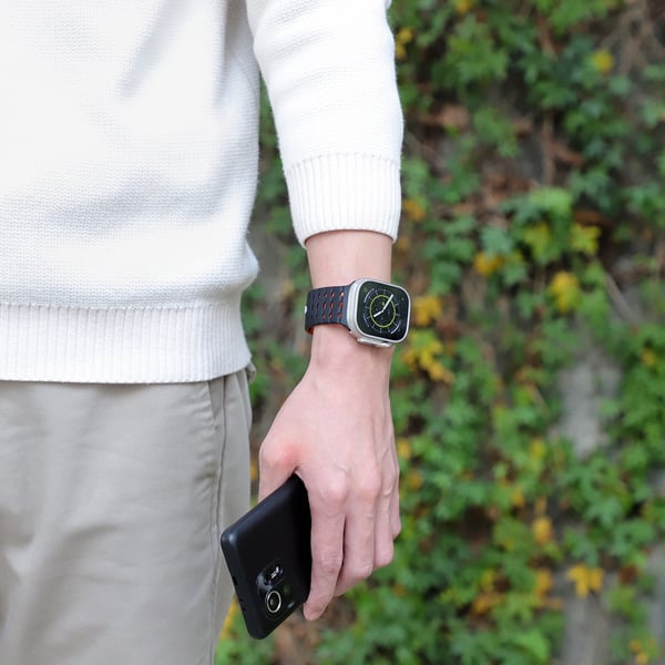 Klokkerem til Apple Watch-serien 1–9, 42/44/45 mm Black+Orange