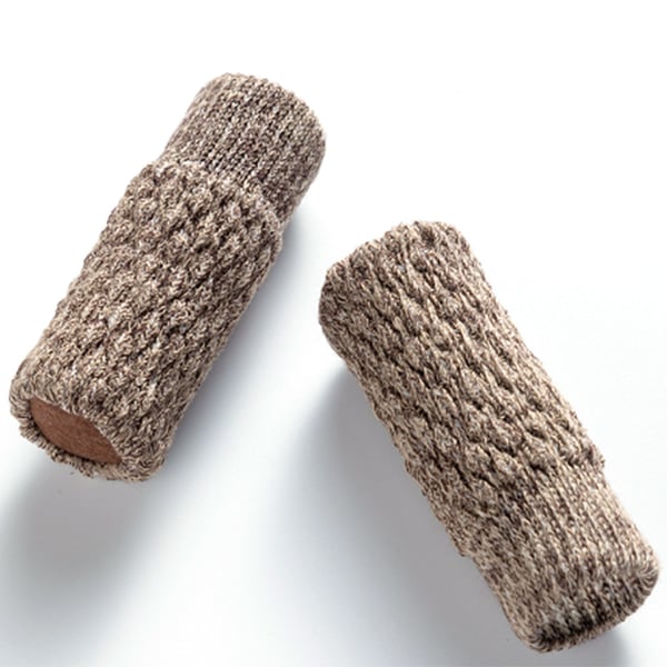 Strikkede stolesokker / møbelfødder, 16-pak Khaki