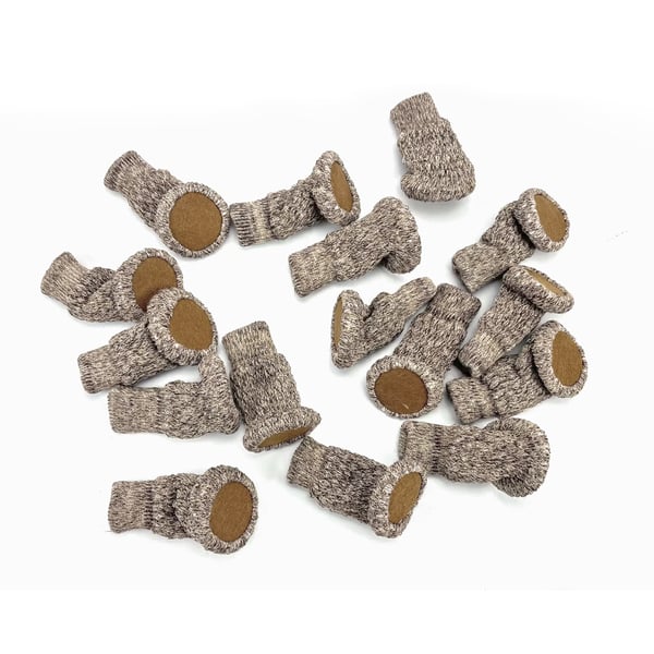 Strikkede stolesokker / møbelfødder, 16-pak Khaki