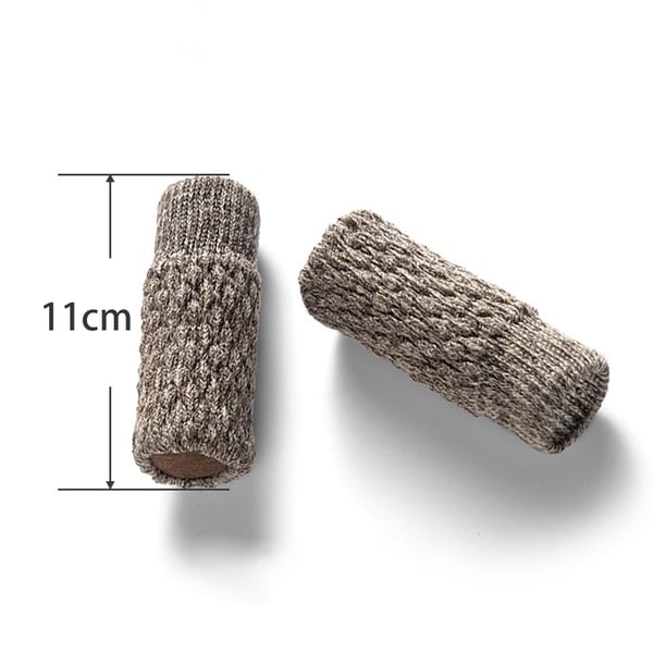 Strikkede stolesokker / møbelfødder, 16-pak Khaki