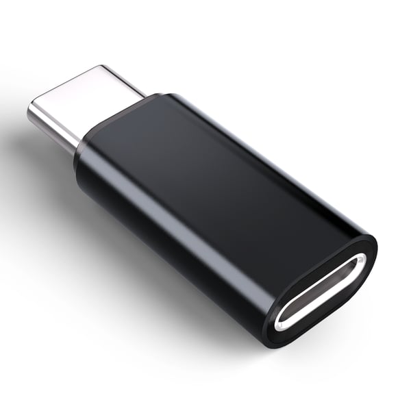 Adapter Lightning (hun) til USB-C (hann), kompatibel med iPhone 15 Black