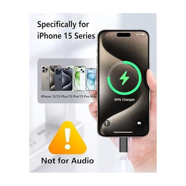 Adapter Lightning (hun) til USB-C (hann), kompatibel med iPhone 15 Black