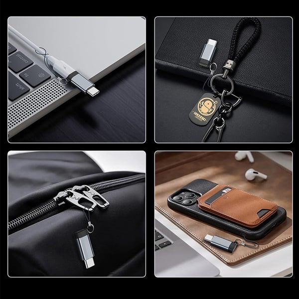 Adapter Lightning (hun) til USB-C (hann), kompatibel med iPhone 15 Grey