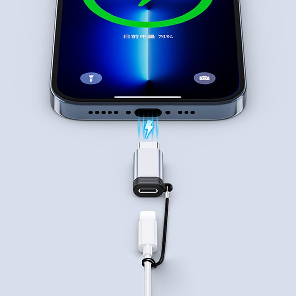 Adapter Lightning (hun) til USB-C (hann), kompatibel med iPhone 15 Grey