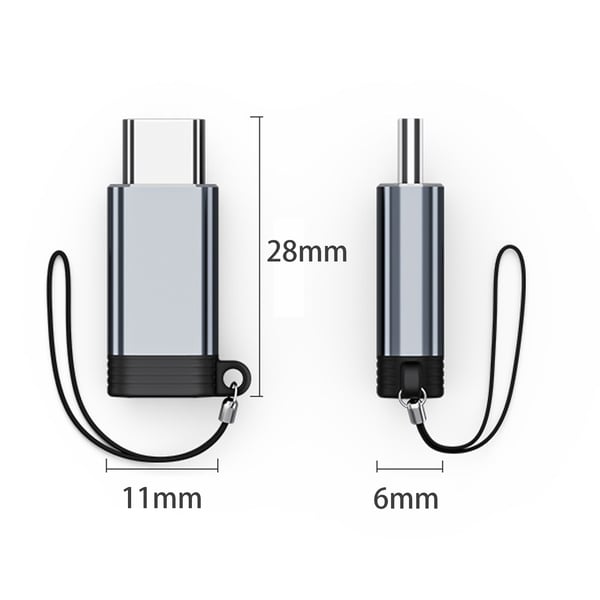 Adapter Lightning (hun) til USB-C (hann), kompatibel med iPhone 15 Grey