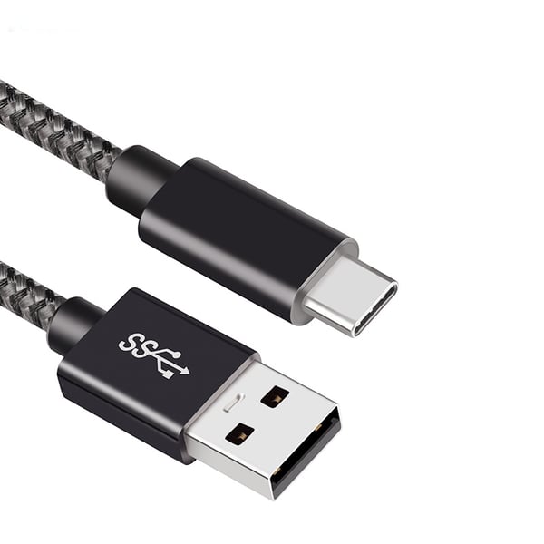 USB A till Type C 3.2 60W datakabel Black+Grey S