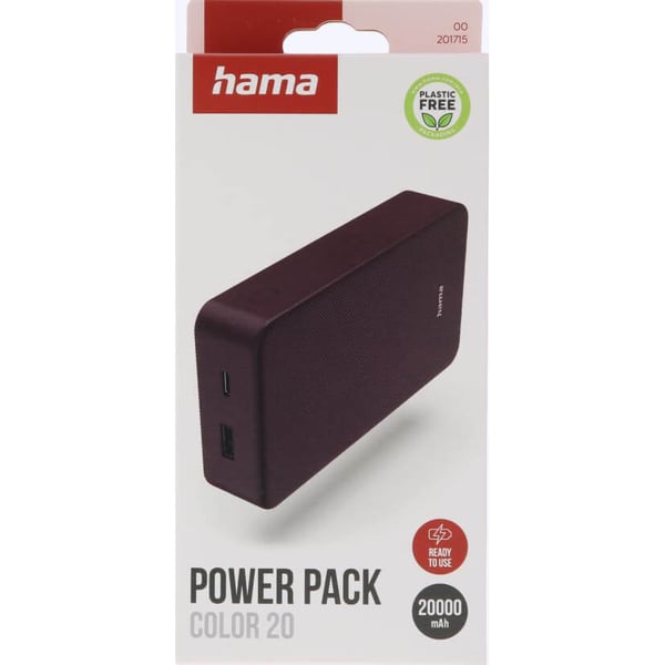 Powerbank Colour 20 20000mAh USB-C+USB-A Plomme