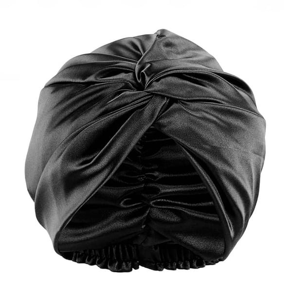 Kaksikerroksinen 100 % silkkinen unimyssy Black