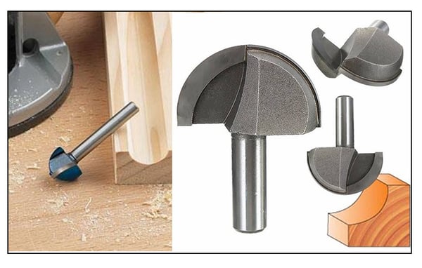 1/4" skaft med rund nese fresebit - 25,4 mm diameter