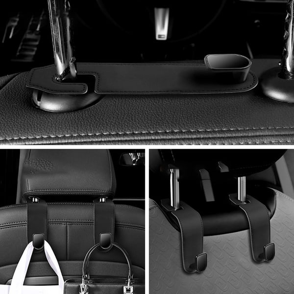 2-pack auton istuimen niskatuen koukut Black