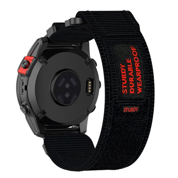 22 mm klokkebånd for Garmin Quatix 7 Pro/FeniX/Fenix 6/Fenix 5 størrelse M Nylon Black