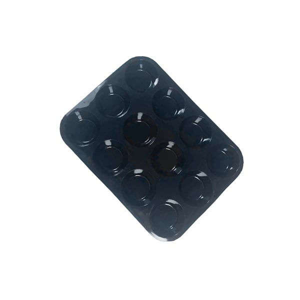 Silikone kageform - 12 kopper muffin forme Black