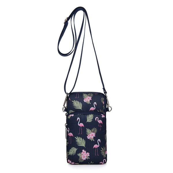 Multifunksjonell veske til mobil og tilbehør med justerbar stropp Flamingo Pattern