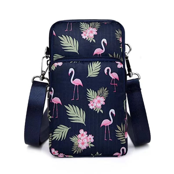 Multifunksjonell veske til mobil og tilbehør med justerbar stropp Flamingo Pattern