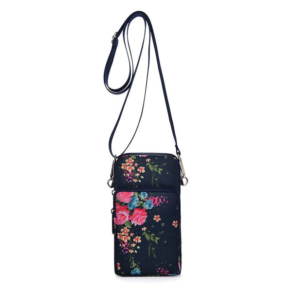 Multifunksjonell veske til mobil og tilbehør med justerbar stropp Rose flower Pattern