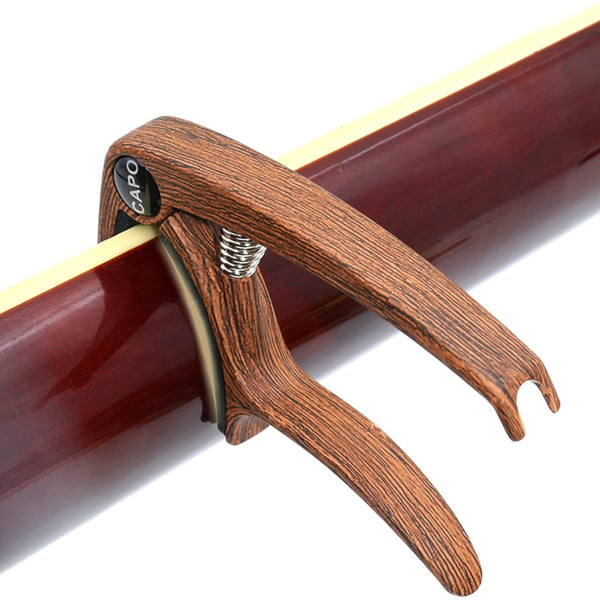 Gitarrcapo i Zinklegering för Akustiska Gitarrer Dark wood color