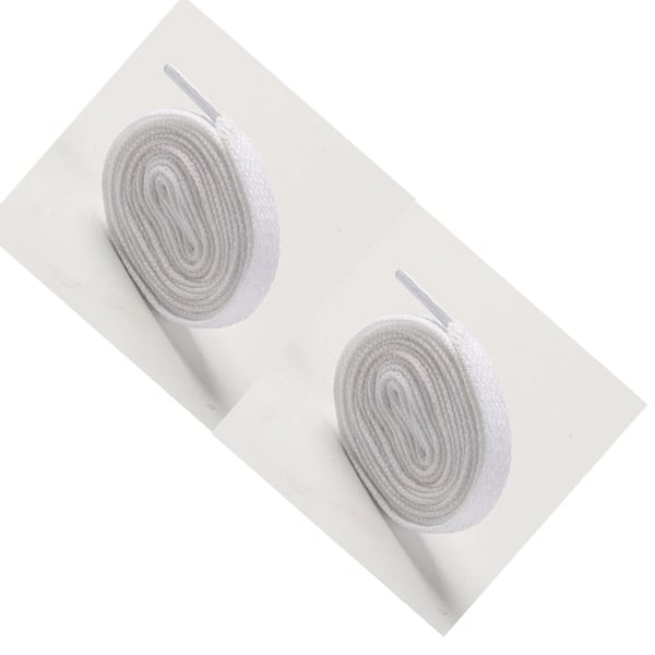 Flade polyestersnørebånd, 4 par snørebånd White M