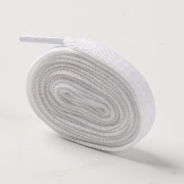 Flade polyestersnørebånd, 4 par snørebånd White M