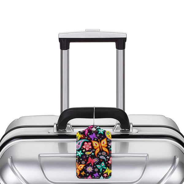 Matkalaukkulappu ja henkilökorttiteline PU-nahkaa MultiColor Butterfly