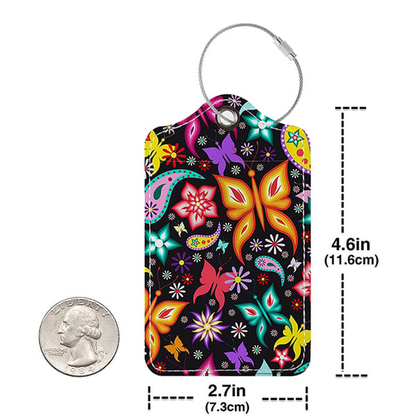 Matkalaukkulappu ja henkilökorttiteline PU-nahkaa MultiColor Butterfly