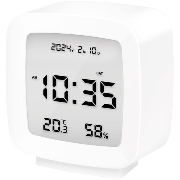 Digital vekkerklokke med dato, temp, fuktighet