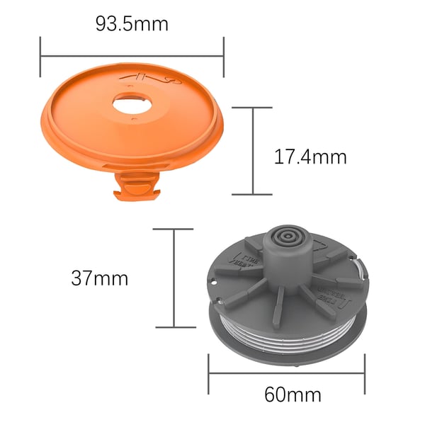 Erstatningssnelle og dekselsett for Gardena trimmere 2 spools