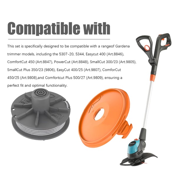 Erstatningssnelle og dekselsett for Gardena trimmere 2 spools