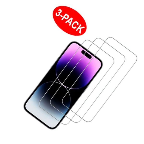iPhone 15 Pro skjermbeskytter i herdet glass 3-pakning