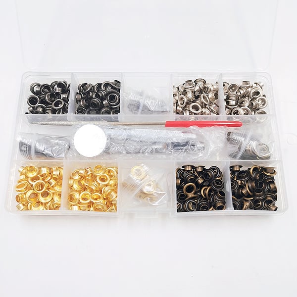 Eyelet Grommet Tool Kit med 440 sett 5 mm metalløyer