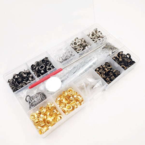 Eyelet Grommet Tool Kit med 440 sett 5 mm metalløyer