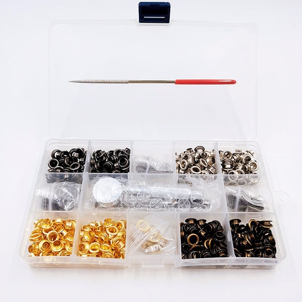 Eyelet Grommet Tool Kit med 440 sett 5 mm metalløyer
