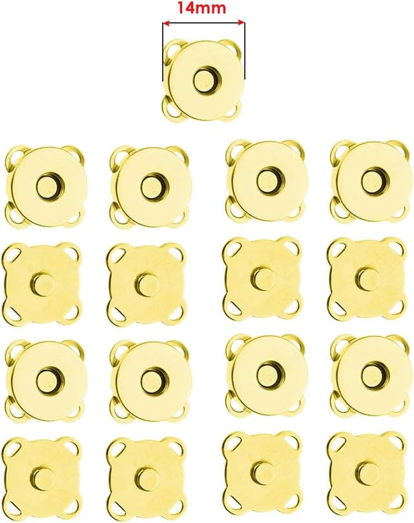18 mm magnetiske fastgørelseselementer til syning, 10-pak Gold