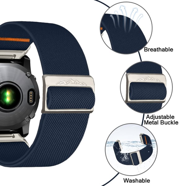 Elastisk klokkerem i nylon til Garmin Descent MK3i Blue 22mm