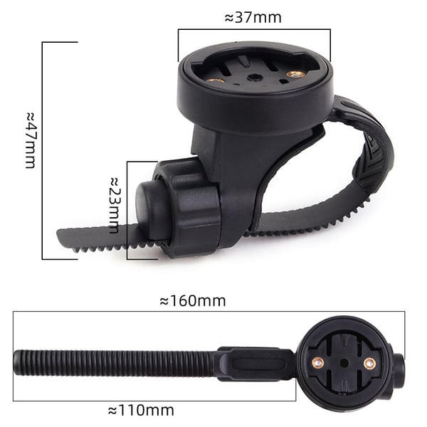 Sykkeldatamaskinfeste for Garmin, Wahoo, Bryton - Svart