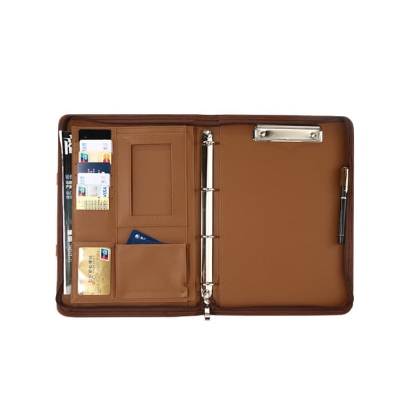Dokumentmapp med Dragkedja och Handtag Brown