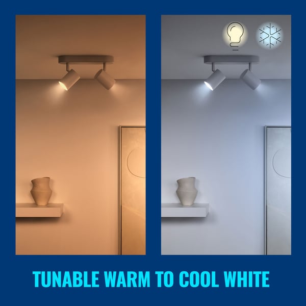 WiFi Smart LED GU10 50W 345lm Farge + Varm-kald hvit 2-pakning