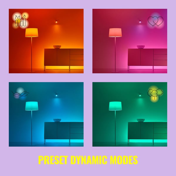 WiFi Smart LED GU10 50W 345lm Farge + Varm-kald hvit 2-pakning