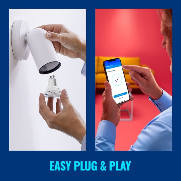 WiFi Smart LED GU10 50W 345lm Farge + Varm-kald hvit 2-pakning