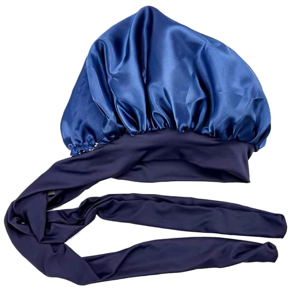 Sovehætte med dobbeltlags satinbånd NavyBlue