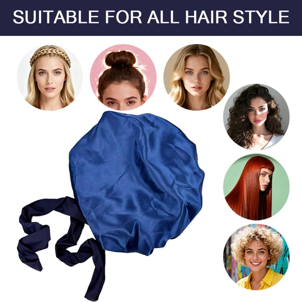 Sovehætte med dobbeltlags satinbånd NavyBlue