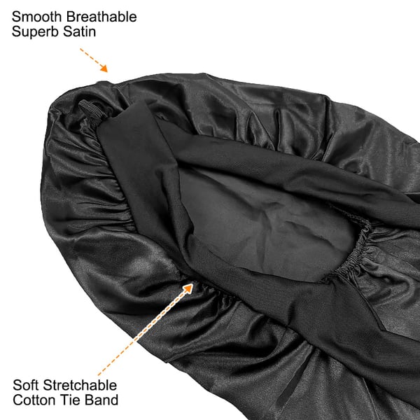 Satin sovehætte med sløjfe Black