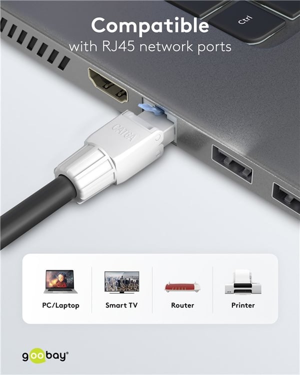 CAT 6A uskjermet RJ45-kontakt UTP, for verktøyfri montering