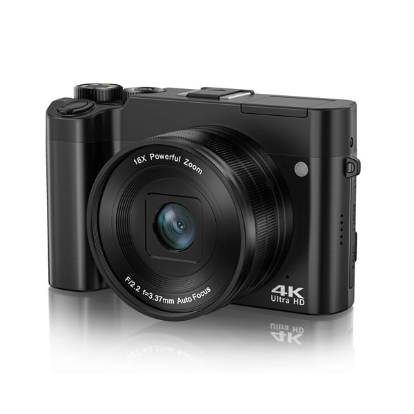 DC218T 4K HD-kamera med dobbelte linser og touch-skærm Black
