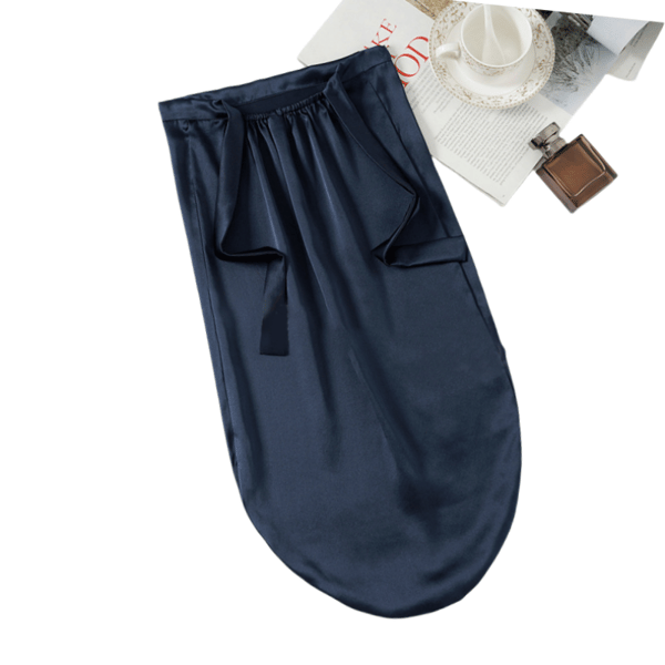 Lång sovmössa 100% silke NavyBlue